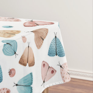 Watercolor Girly Boho Blue Butterfly Mogram Tischdecke