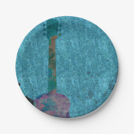 Watercolor Gitarre Blue Musical Geburtstagsparty Pappteller