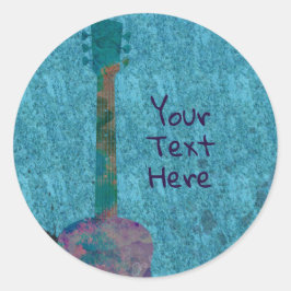 Watercolor Gitarre Blue Musical Geburtstagsparty Runder Aufkleber