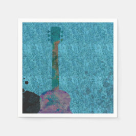 Watercolor Gitarre Blue Musical Geburtstagsparty Serviette
