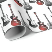 Watercolor Gitarre Musikerin Silhouette Wrapp Geschenkpapier (Rolleneckpunkt)