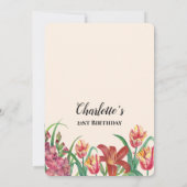 Watercolor Gladioli Tulips Lily Birthday Party Einladung (Rückseite)