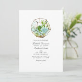 Watercolor Glas Terrarium Succulents Wedding Invi Einladung (Stehend Vorderseite)