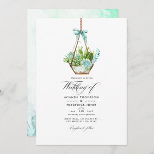 Watercolor Glas Terrarium Succulents Wedding Invi Einladung