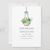 Watercolor Glas Terrarium Succulents Wedding Rett Save The Date (Vorderseite)