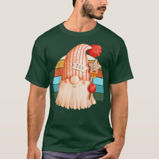 Watercolor Gnome Santa Christmas Tree Lights Xmas  T-Shirt