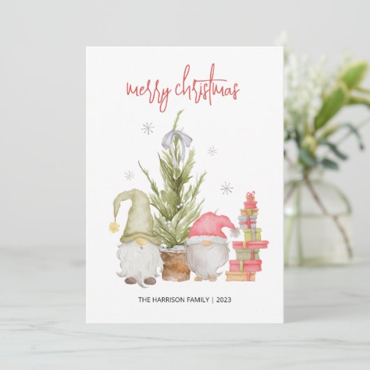 Watercolor Gnome Weihnachten (Stehend Vorderseite)