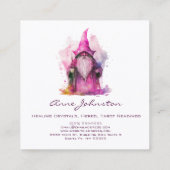 Watercolor Gnome Wizard Quadratische Visitenkarte (Rückseite)