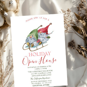 Watercolor Gnomes Sleigh Open House Einladung