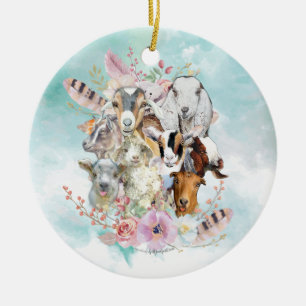 Watercolor GOAT Rassen Collage   GetYerGoat™ Keramik Ornament
