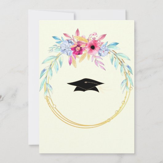 Watercolor Gold Abschluss Einladungskarte (Rückseite)