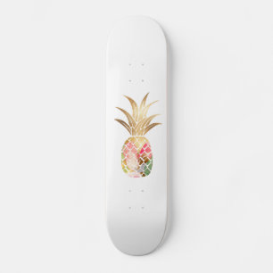 Watercolor Gold Ananas Skateboard