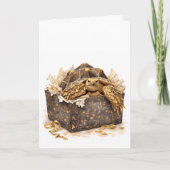 Watercolor Gold and Brown Birthday Gift Turtle Karte (Vorderseite)