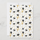 Watercolor Gold Balloon Graduation Invite Einladung (Rückseite)