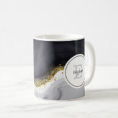 Watercolor Gold Black Personalize Coffee Tasse (VorderseiteRechts)