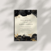 Watercolor Gold Black Rose Einladung Hochzeit