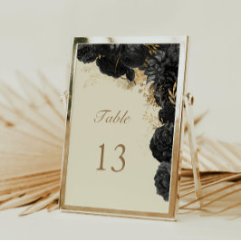 Watercolor Gold Black Rose Hochzeit Tischnummer