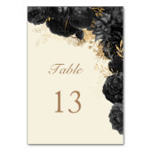 Watercolor Gold Black Rose Hochzeit Tischnummer (Rückseite)