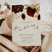 Watercolor Gold Burgund Rose Hochzeit Einladung