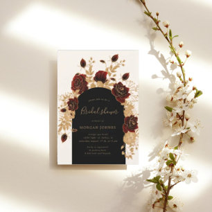 Watercolor Gold Burgundy Rose Brautparty Einladung
