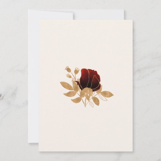Watercolor Gold Burgundy Rose Brautparty Einladung (Rückseite)