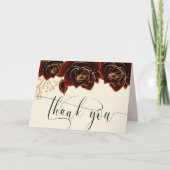 Watercolor Gold Burgundy Rose Danke Karte (Vorderseite)