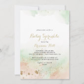 Watercolor Gold Confetti Baby Sprinkle Einladung (Vorderseite)