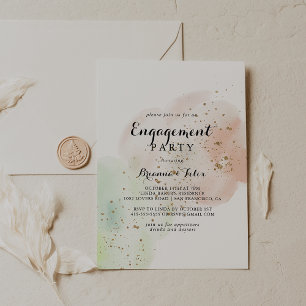 Watercolor Gold Confetti Engagement Party Einladung