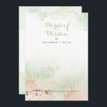 Watercolor Gold Confetti Hochzeiten Worte der Weis Hinweiskarte<br><div class="desc">Dieses Aquarellgold Konfetti Hochzeit Wörter der Weisheitsratenkarte ist perfekt für eine rustikale Hochzeit. Das Design ist in Aquarellfarbe, Rosa, Grün und Weiß gehalten, mit goldenem Glitzer Konfetti Splash. Diese Karten sind ideal für Hochzeiten, Brautparty, Babydusche, Graduiertenfest u.v.m. Personalisieren Sie die Karten mit den Namen der Braut und Bräutigam, den Eltern,...</div>