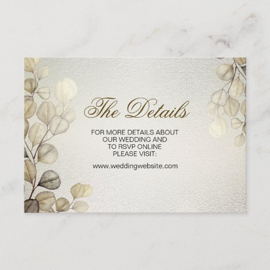Watercolor Gold Eucalyptus Foliage Wedding Shiny Begleitkarte (Vorderseite)