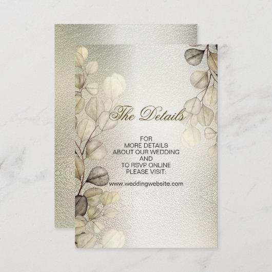 Watercolor Gold Eucalyptus Foliage Wedding Shiny Begleitkarte (Vorne/Hinten)