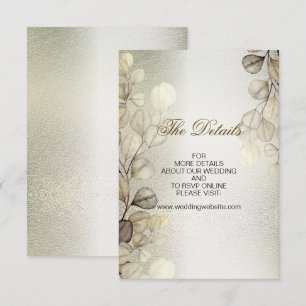Watercolor Gold Eucalyptus Foliage Wedding Shiny Begleitkarte