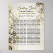 Watercolor Gold Eucalyptus Foliage Wedding Shiny Poster (Vorne)