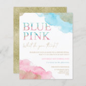 Watercolor Gold Glitzer Gender Reveve Invitation (Vorne/Hinten)