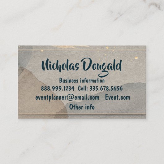 Watercolor Gold Gray Graues, formales einfaches Ha Visitenkarte (Vorderseite)