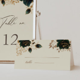 Watercolor Gold Green Rose Hochzeitskarte