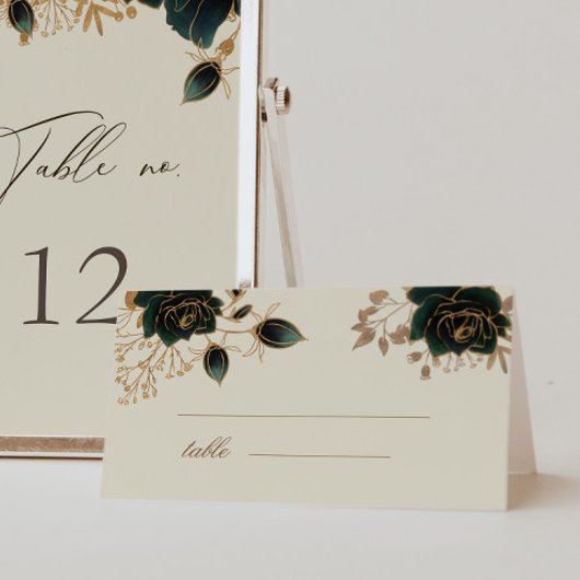 Watercolor Gold Green Rose Hochzeitskarte