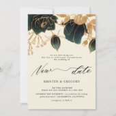Watercolor Gold Green Rose verschoben Hochzeit Einladung (Vorderseite)