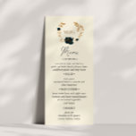 Watercolor Gold Green Rose Wedelmenu Card Einladung<br><div class="desc">Unsere "Watercolor Gold Rose Wedding" Kollektion bietet einen reichen Aquarellhintergrund in smaragdfarbenem Saphir mit Rose in den gleichen Farben und goldfarbenem Blattwerk. Dekorative Buchstaben sind Teil eines benutzerdefinierten Skripts,  können aber auf Wunsch in ein Monogramm-Design integriert werden. Karo in unserem Shop für weitere Artikel aus dieser Kollektion.</div>