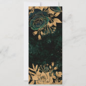 Watercolor Gold Green Rose Wedelmenu Card Einladung (Rückseite)