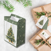 Watercolor Gold Green Script Weihnachten außerhalb