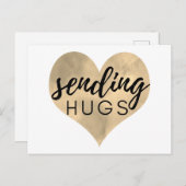 Watercolor Gold Heart sendet Schläger Postkarte (Vorne/Hinten)