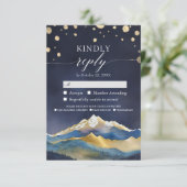 Watercolor Gold Mountain Wedding RSVP Kindly Antwo Karte (Stehend Vorderseite)
