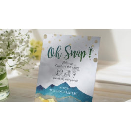 Watercolor Gold Mountain Wedding Snap Hashtag Zeic Sockelschild