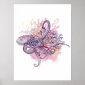 Watercolor & Gold Octopus Mauer Poster (Vorne)