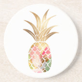 Watercolor Gold Pineapple Coaster Getränkeuntersetzer (Vorne)