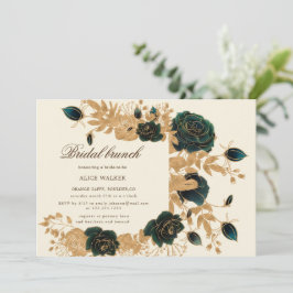 Watercolor Gold Rose Bridal Brunch Einladung