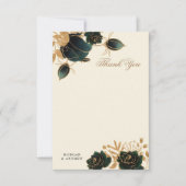 Watercolor Gold Rose Hochzeit Dankeschön-Karte Dankeskarte (Vorderseite)