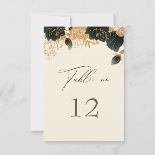 Watercolor Gold Rose Hochzeit Tischnummer (Vorderseite)