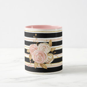 Watercolor Gold Rose Muster Tasse